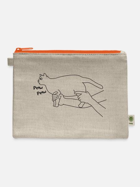 Peow Peow Cat - Hemp Carry All Pouch - natural/orange
