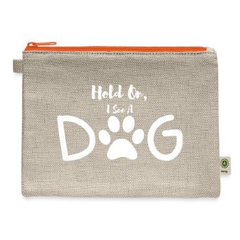 Hold On I See A Dog - Hemp Carry All Pouch - natural/orange - Front