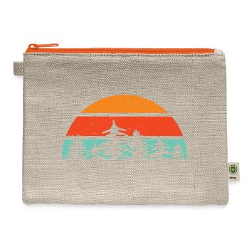 Retro-Vintage Sunset with Pine Trees - Hemp Carry All Pouch - natural/orange - Front