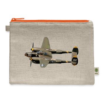 P 38 fighter plane - Hemp Carry All Pouch - natural/orange - Front
