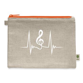 Music Clef Note Violin Treble Sound Pulse ECG - Hemp Carry All Pouch - natural/orange - Front