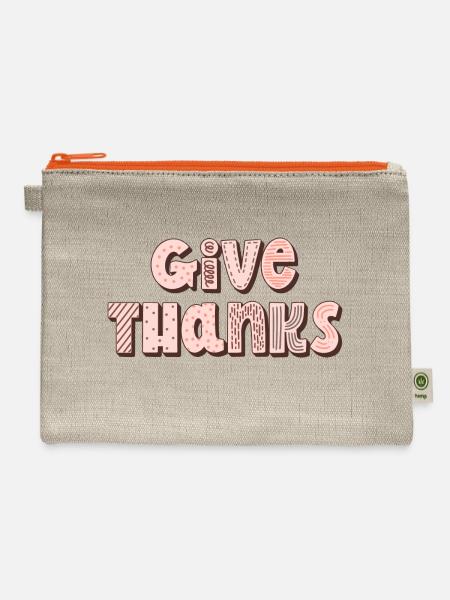 50 give thanks - Hemp Carry All Pouch - natural/orange