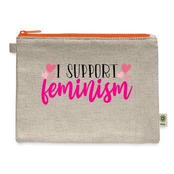 I Support Feminism - Hemp Carry All Pouch - natural/orange - Front