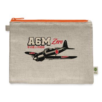 A6M Zero | World War 2 Japanese Plane Vintage - Hemp Carry All Pouch - natural/orange - Front
