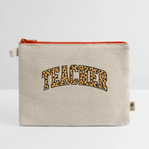 Leopard Print Teacher Typography - Hemp Carry All Pouch