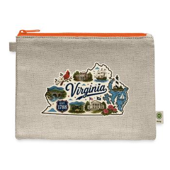 Virginia Old Dominion State Vintage Sticker - Hemp Carry All Pouch - natural/orange - Front