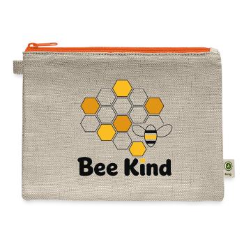 Bee Kind Hex Pattern - Hemp Carry All Pouch - natural/orange - Front