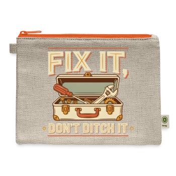 Fix It Don't Ditch It T Shirt, Fix It Shirt, Gift  - Hemp Carry All Pouch - natural/orange - Front