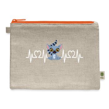 Heartbeat Pulse Ecg Lemur I Kids I Madagascar I - Hemp Carry All Pouch - natural/orange - Front