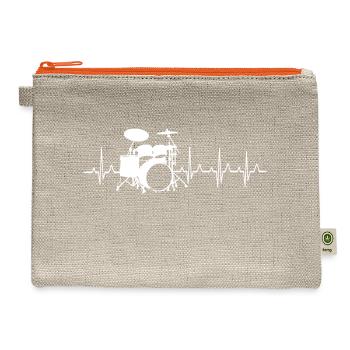 Drummer Heartbeat Ecg Pulse Drums - Hemp Carry All Pouch - natural/orange - Front