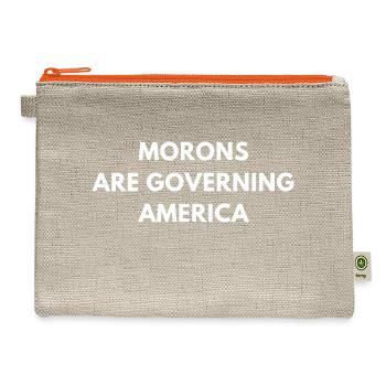 MORONS ARE GOVERNING AMERICA - Hemp Carry All Pouch - natural/orange - Front
