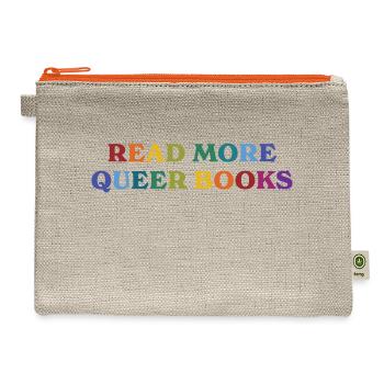 Read More Queer Books - Hemp Carry All Pouch - natural/orange - Front
