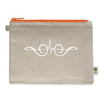 Music Clef Note Violin Treble Sound Pulse ECG - Hemp Carry All Pouch - natural/orange - Front