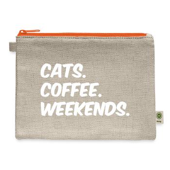 Cats Coffee Weekends - Hemp Carry All Pouch - natural/orange - Front