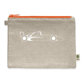 Side of a Formula car - minimal design - Hemp Carry All Pouch - natural/orange - Front