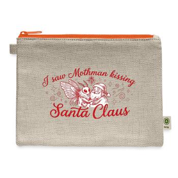 I Saw Mothman Kissing Santa Claus vintage - Hemp Carry All Pouch - natural/orange - Front