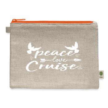Peace love Silhouette Design For Dark Shirt - Hemp Carry All Pouch - natural/orange - Front