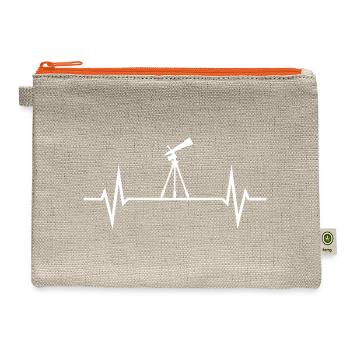 Telescope Heartbeat ECG Astronomy Stargazing - Hemp Carry All Pouch - natural/orange - Front