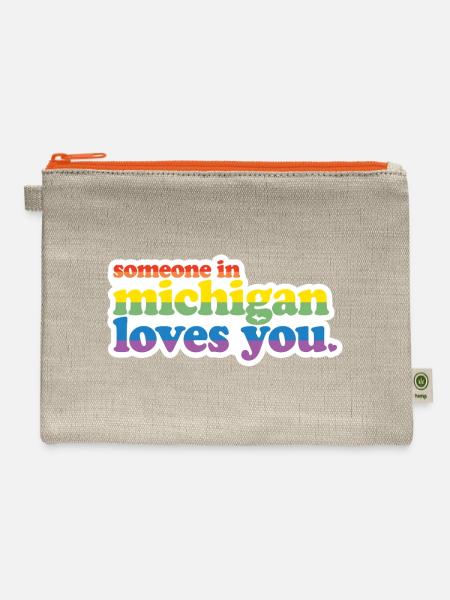 Someone in Michigan Loves You Rainbow - Hemp Carry All Pouch - natural/orange