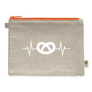 Pretzel ECG Heartbeat Love Pretzel Brezn Brezel - Hemp Carry All Pouch - natural/orange - Front