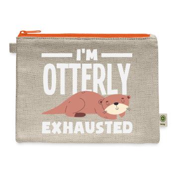 Sea Otter Cartoon Pun Funny - Hemp Carry All Pouch - natural/orange - Front