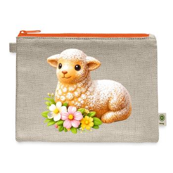 Traditional Easter Lamb Motif with Powdered Sugar - Hemp Carry All Pouch - natural/orange - Front