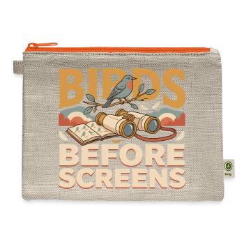 birds before screens - Hemp Carry All Pouch - natural/orange - Front