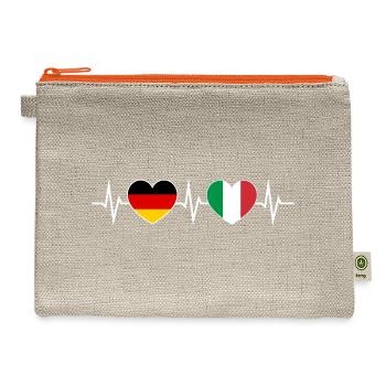 German-italian Germany Italy Heart ECG - Hemp Carry All Pouch - natural/orange - Front