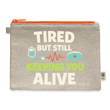 Night Shift Nurse Tired Nurse RN Coffee Surviving - Hemp Carry All Pouch - natural/orange - Front