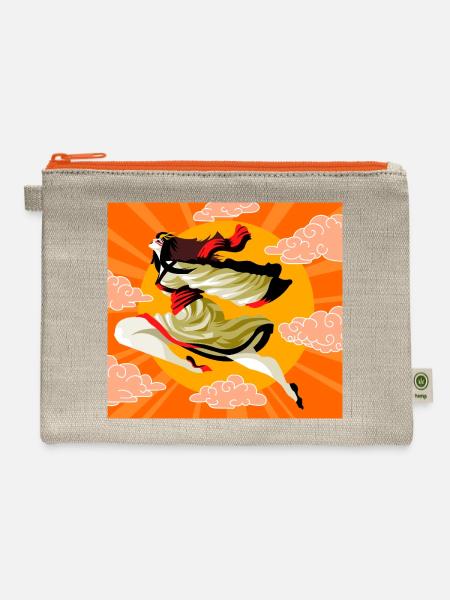 amaterasu goddess of sun - Hemp Carry All Pouch - natural/orange