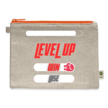 Level Up Win Lose Sports game design - Hemp Carry All Pouch - natural/orange - Front