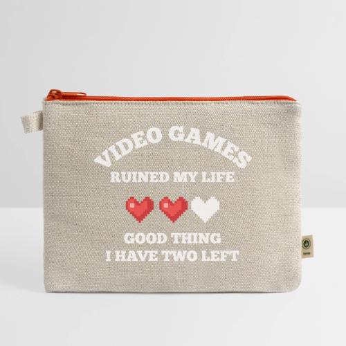 Video Games Ruined My Life (2 Hearts Left) - Hemp Carry All Pouch