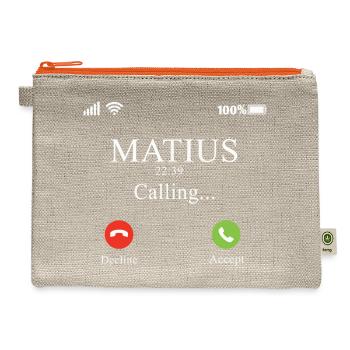 Minimalist Call Screen Illustration - Hemp Carry All Pouch - natural/orange - Front