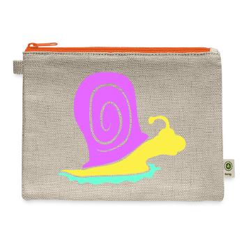 Snail shell Silhouette cute sweet little spiral - Hemp Carry All Pouch - natural/orange - Front