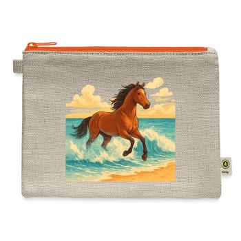 Majestic Horse Emerging from the Sea - Hemp Carry All Pouch - natural/orange - Front
