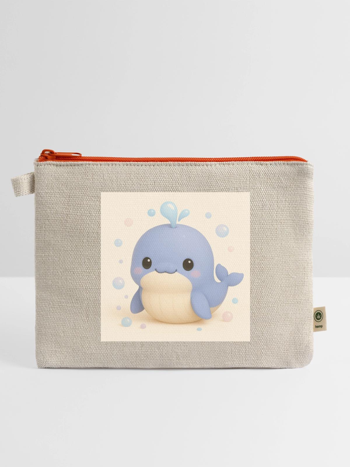Bubble Whale - Hemp Carry All Pouch - natural/orange - Front