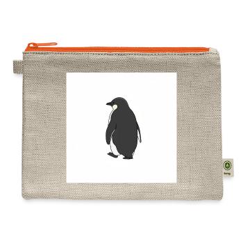Penguin Minimal Walk Illustration - Hemp Carry All Pouch - natural/orange - Front