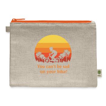 You can't be sad on your bike!  - Hemp Carry All Pouch - natural/orange - Front