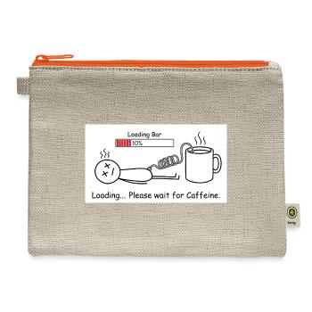 Caffeine Loading: Coffee Wait Cartoon - Hemp Carry All Pouch - natural/orange - Front