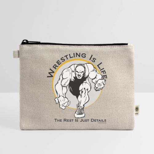 Wrestling is Life - bw - Hemp Carry All Pouch