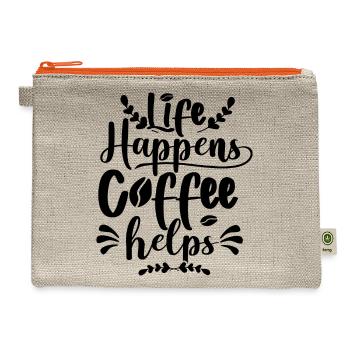 Life Happens Coffee Helps - Hemp Carry All Pouch - natural/orange - Front
