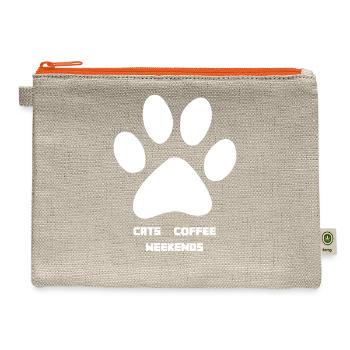 Weekends coffe & cats - Hemp Carry All Pouch - natural/orange - Front