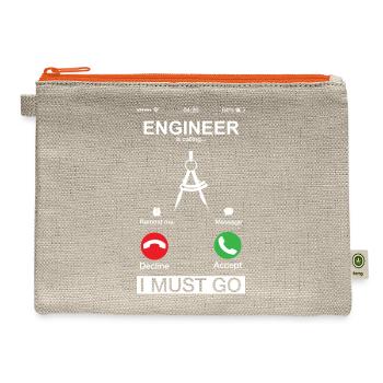 Engineer Is Calling I Must Go Mechanical Engineer - Hemp Carry All Pouch - natural/orange - Front