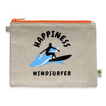 Happiness Is Being a Windsurfer - Hemp Carry All Pouch - natural/orange - Front