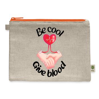 Be cool give blood,World Blood Donor Day Essential - Hemp Carry All Pouch - natural/orange - Front