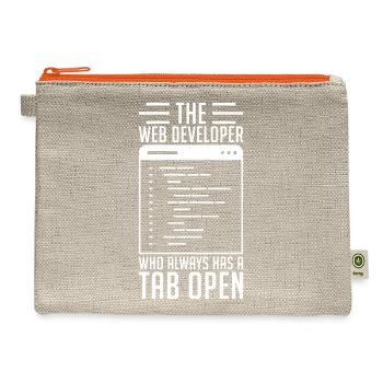 Web Developer Gift Always Tab Open - Hemp Carry All Pouch - natural/orange - Front