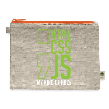 Web Developer Gift HTML CSS JS My Kind Of ABC's - Hemp Carry All Pouch - natural/orange - Front