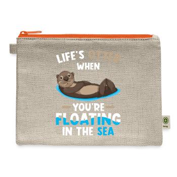 Sea Otter Lover Pun Funny - Hemp Carry All Pouch - natural/orange - Front