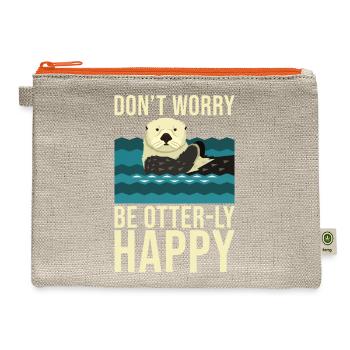Sea Otter Lover Pun Funny - Hemp Carry All Pouch - natural/orange - Front