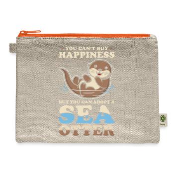 Sea Otter Lover Pun Funny - Hemp Carry All Pouch - natural/orange - Front